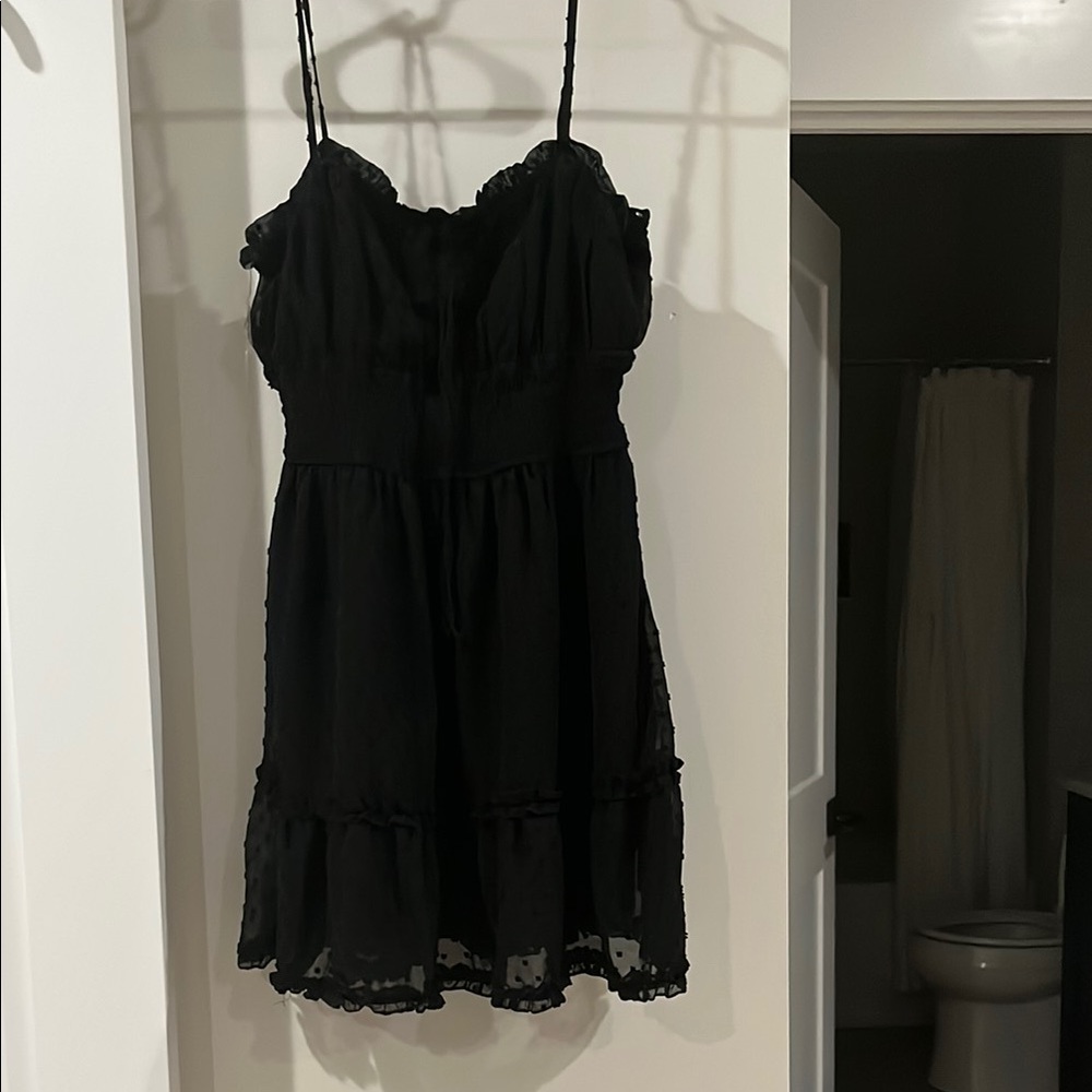 Francesca’s Ezra Clip Dot Mini Dress Black